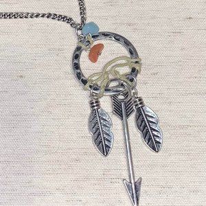 Long Chain Turquoise Dreamcatcher Necklace
